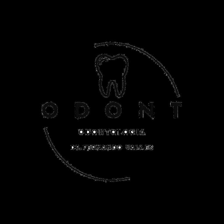Odent logo featuring a tooth icon with circular design and text reading Odent and additional subtitle text